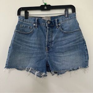 Everlane Women's Size 27 The Cheeky Short ‎ Button Fly Jean Shorts Raw Hem